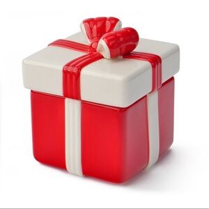 Target Bullseye Playground Christmas Coquette Red & White Bow Ceramic Jar